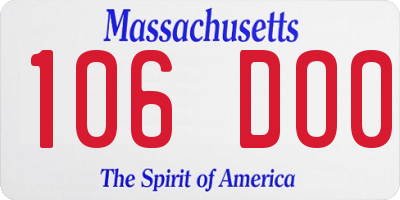 MA license plate 106DO0