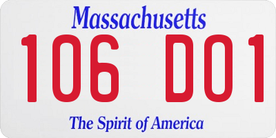 MA license plate 106DO1