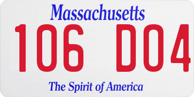 MA license plate 106DO4