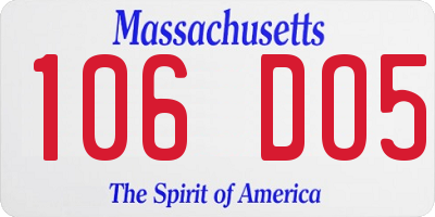 MA license plate 106DO5