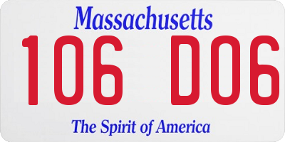 MA license plate 106DO6