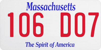 MA license plate 106DO7