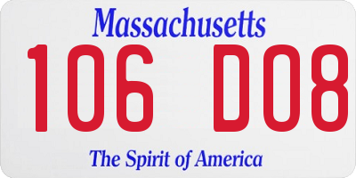 MA license plate 106DO8