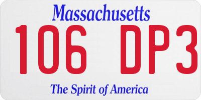 MA license plate 106DP3