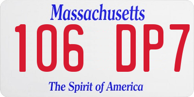 MA license plate 106DP7