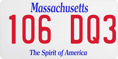 MA license plate 106DQ3