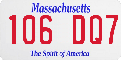 MA license plate 106DQ7