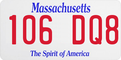 MA license plate 106DQ8
