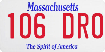 MA license plate 106DR0