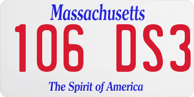 MA license plate 106DS3