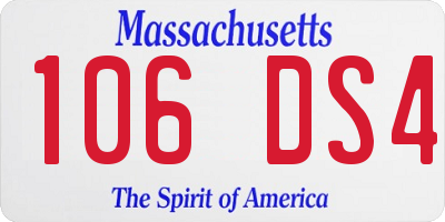 MA license plate 106DS4