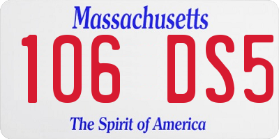 MA license plate 106DS5