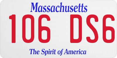 MA license plate 106DS6