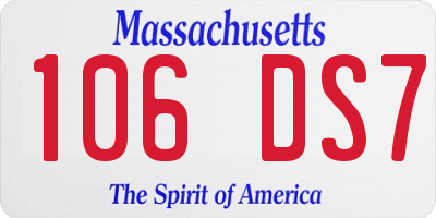 MA license plate 106DS7