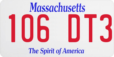 MA license plate 106DT3