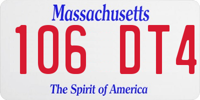 MA license plate 106DT4