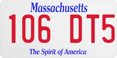 MA license plate 106DT5