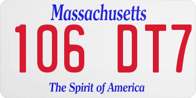 MA license plate 106DT7