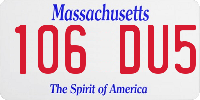 MA license plate 106DU5