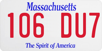 MA license plate 106DU7