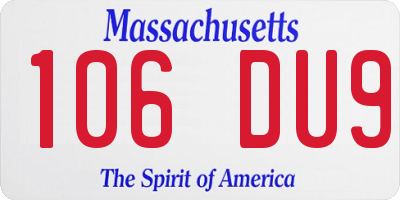 MA license plate 106DU9