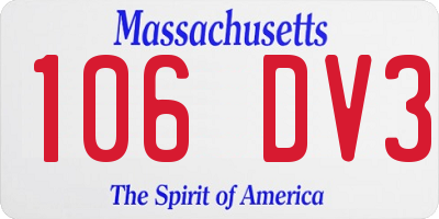 MA license plate 106DV3
