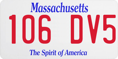 MA license plate 106DV5