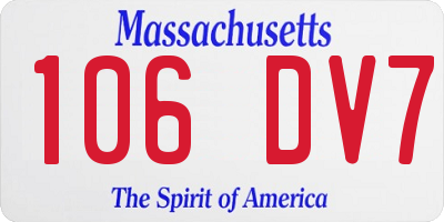 MA license plate 106DV7
