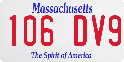 MA license plate 106DV9