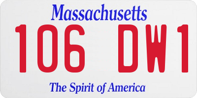 MA license plate 106DW1