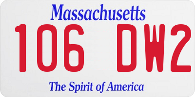 MA license plate 106DW2