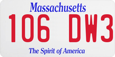 MA license plate 106DW3