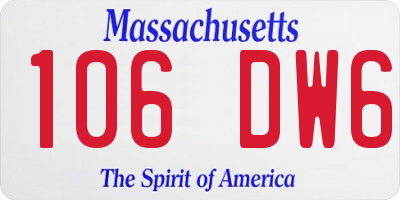 MA license plate 106DW6