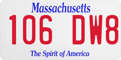 MA license plate 106DW8