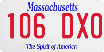 MA license plate 106DX0