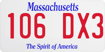 MA license plate 106DX3