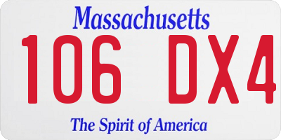 MA license plate 106DX4