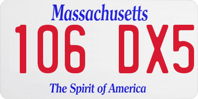 MA license plate 106DX5