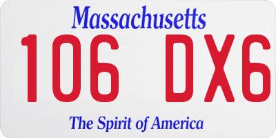 MA license plate 106DX6