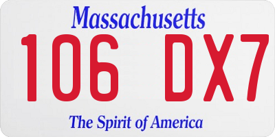 MA license plate 106DX7