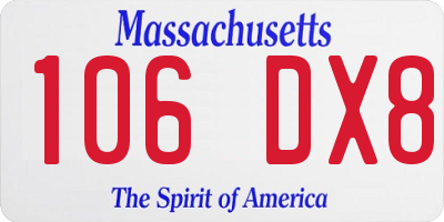 MA license plate 106DX8