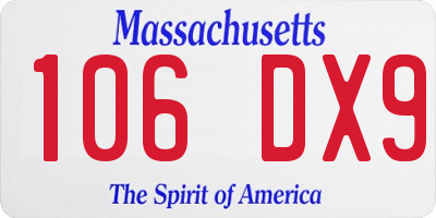 MA license plate 106DX9