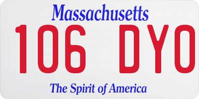 MA license plate 106DY0