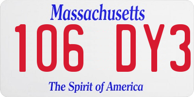 MA license plate 106DY3