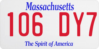 MA license plate 106DY7