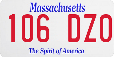 MA license plate 106DZ0