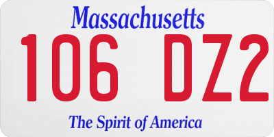 MA license plate 106DZ2