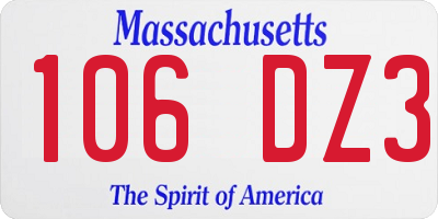 MA license plate 106DZ3