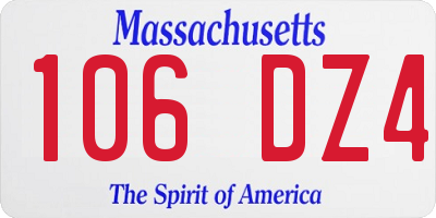 MA license plate 106DZ4