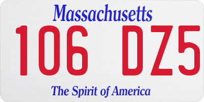 MA license plate 106DZ5